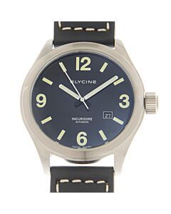 Men's Incursore Leather Black Dial Watch