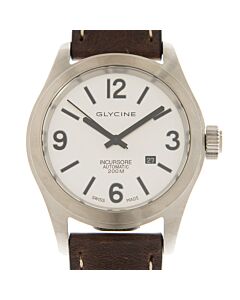 Men's Incursore Leather Silver-tone Dial Watch