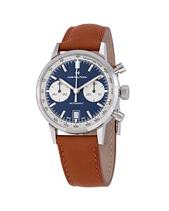 Men's Intra-Matic Chronograph Leather Blue Dial Watch