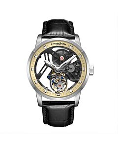 Men's Intricacy Leather Transparent Dial Watch