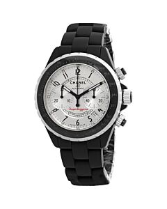 Men's J12 Chronograph Rubber Silver Dial Watch