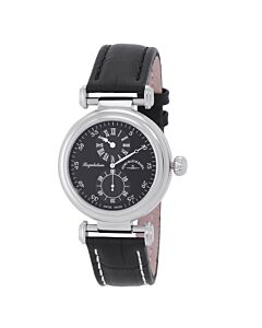 Men's JaquetRegitr Chronograph Leather Black Dial Watch