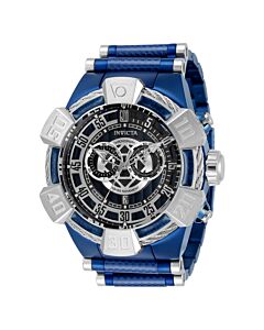 Men's Jason Taylor Chronograph Stainless Steel and Carbon Fiber Blue and Silver Dial Watch