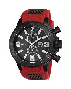 Men's Jason Taylor Red Polyurethane with Black Ion-plated Accents Black Mother of Pearl Dial Watch