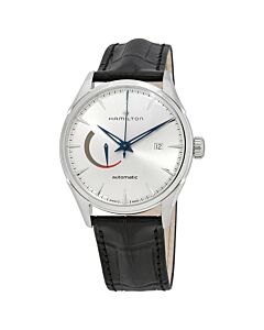 Men's Jazzmaster Power Reserve Leather Silver-tone Dial