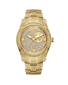 Men's Jet Setter GMT Stainless Steel Gold Crystal Pave Dial Watch