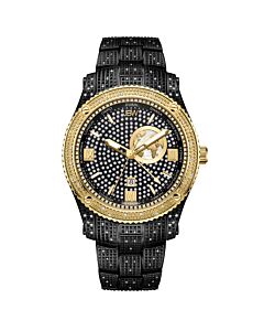 Men's Jet Setter GMT Stainless Steel set with Crystals Black (Crystal Pave) Dial Watch