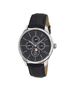 Men's Jonathan Genuine Leather Black Dial Watch