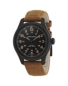 Men's Khaki Field Leather Black Dial Watch