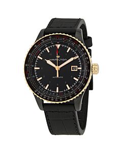 Men's Khaki Leather Black Dial Watch