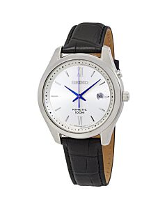 Men's Kinetic Leather Silver-tone Dial