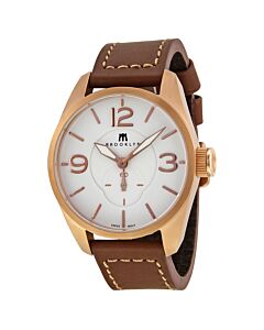 Men's Lafayette Replaceable Spring, Stitched Brown Leather White Dial