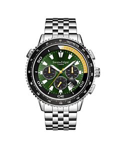 Men's Lap Timer Stainless Steel Green Dial Watch