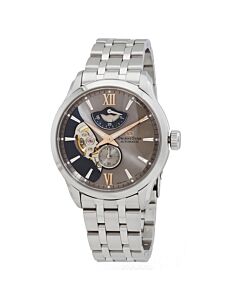 Men's Layered Skeleton Contemporary Stainless Steel Grey Dial Watch