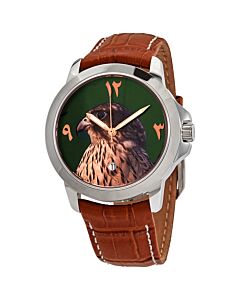Men's Leather Green (Falcon Embossed) Dial Watch