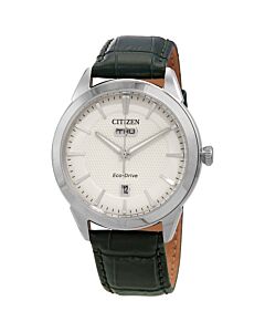 Mens-Leather-Ivory-Dial-Watch