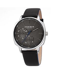 Men's Leather Silver-tone Dial