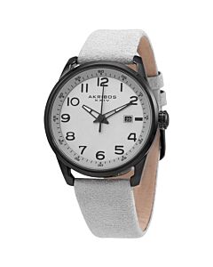 Men's Leather Silver-tone Dial