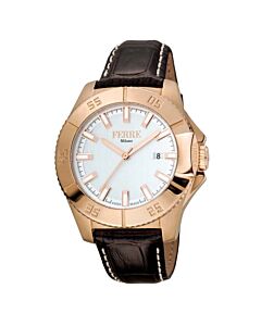 Men's Leather White Mother of Pearl Dial