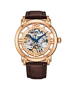 Men's Legacy Leather Gold (Skeleton Center) Dial Watch