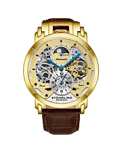 Men's Legacy Leather Gold (Skeleton Center) Dial Watch