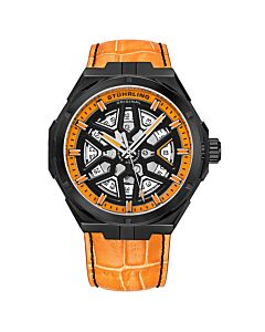 Men's Legacy Leather Orange and Black (Cut-Out) Dial Watch