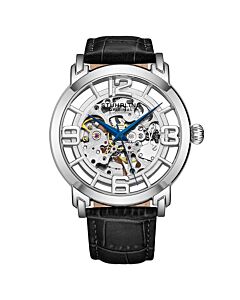 Men's Legacy Leather Silver (Skeleton) Dial Watch
