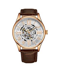 Men's Legacy Leather Silver (Skeleton Center) Dial Watch
