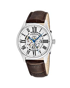 Men's Legacy Leather Silver (Skeleton Center) Dial Watch