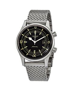 Men's Legend Diver Stainless Steel Mesh Black Lacquered Dial