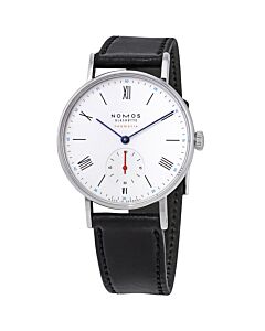 Men's Ludwig Neomatik Leather Galvanized, White Silver-plated Dial