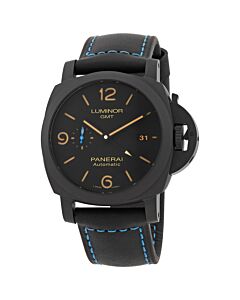 Men's Luminor Leather Black Dial Watch