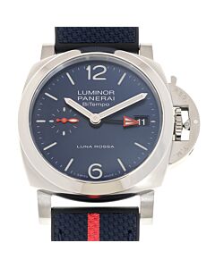Men's Luminor Quaranta Bitempo Luna Rossa Leather Blue Dial Watch