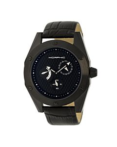Men's M46 Croco-embossed Leather Black Carbon Fiber Dial Watch