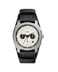Men's Machine Chronograph Leather White Dial Watch