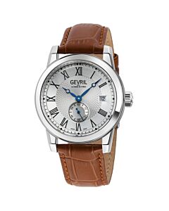Men's Madison Genuine Leather Silver-tone Dial Watch