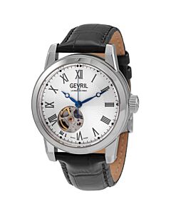 Men's Madison Leather Silver (Open Heart) Dial Watch