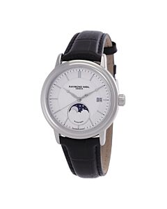 Men's Maestro Leather Silver Dial Watch