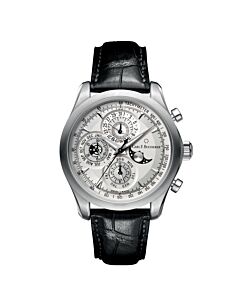 Men's Manero Chronograph Leather Silver Dial Watch