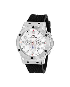Men's Marcus Chronograph Genuine Leather White Dial Watch