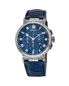 Men's Marine Chronograph Leather Blue Dial Watch
