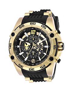 Men's Marvel Chronograph Silicone and Stainless Steel Black Dial Watch