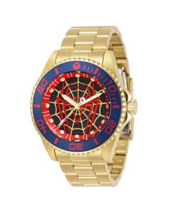 Men's Marvel Stainless Steel Blue and Red (Spider Web) Dial Watch
