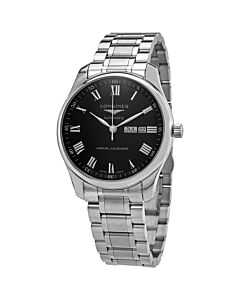 Men's Master Collection Stainless Steel Black Barleycorn Dial Watch