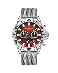 Men's Master Stainless Steel Red Dial Watch