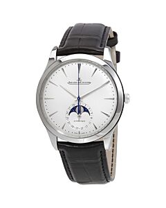 Men's Master Ultra Thin Moon Leather Silvered Grey Dial Watch