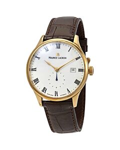 Men's Masterpiece Leather White Dial Watch