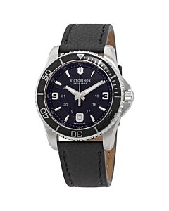 Men's Maverick Leather Black Dial Watch