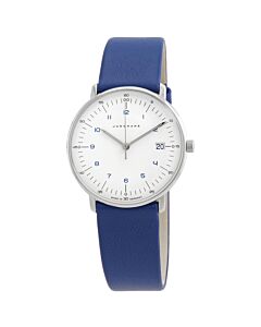 Men's Max Bill Damen Leather Matte White Dial Watch
