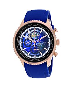 Men's Meridian World Timer GMT Chronograph Rubber Blue Dial Watch